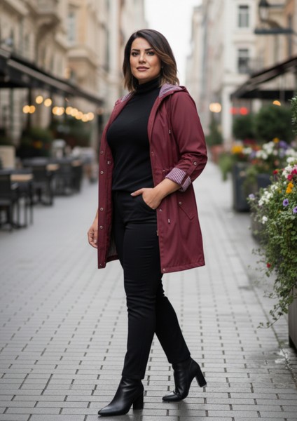 Büyük Beden Kapüşonlu Bordo Renkli Bonding Ceket fiyatları