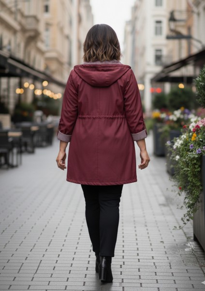 Büyük Beden Kapüşonlu Bordo Renkli Bonding Ceket fırsatları