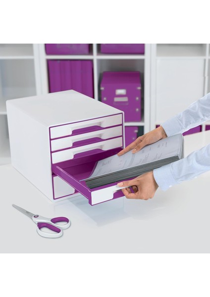 52142062 Wow Çekmeceli Evrak Rafı 5 Çekmeceli, Metalik Mor fiyatları