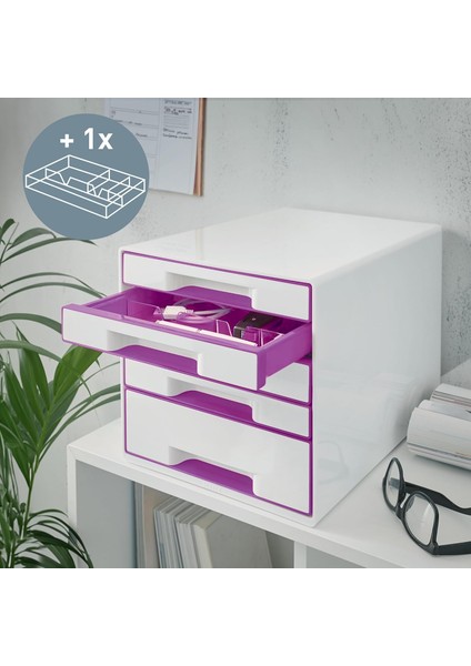 52142062 Wow Çekmeceli Evrak Rafı 5 Çekmeceli, Metalik Mor fırsatları