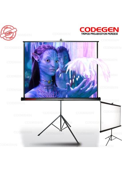 TX-18 180x180 cm Tripod Ayaklı Taşınabilir Manuel Projeksiyon Perdesi (Arkası Siyah Fonlu)
