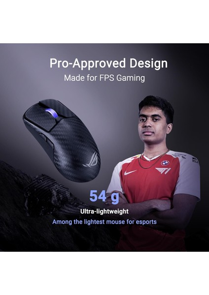 Rog Harpe Ace Extreme Kablosuz Gaming Mouse, Karbon Fi̇ber Yapi, 47G Hafi̇f, Aimpoint Pro 42K O modelleri