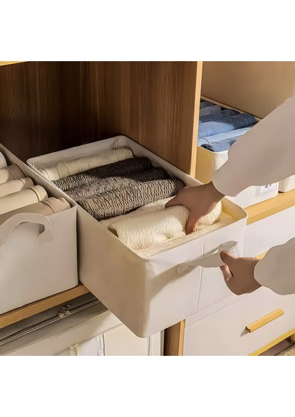 1 Adet Çelik Çerçeveli Katlanabilir Dolap Içi Raf Düzenleyici 25X45X20CM Krem Gardırop Organizer