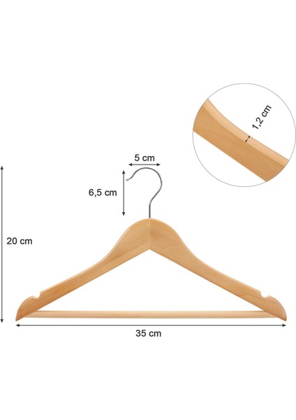 Çocuk Ahşap Askıları, 20'li Paket, Çentikli Askı, 360 Derece Döner Kanca, Doğal, 35 cm Crw0 modelleri