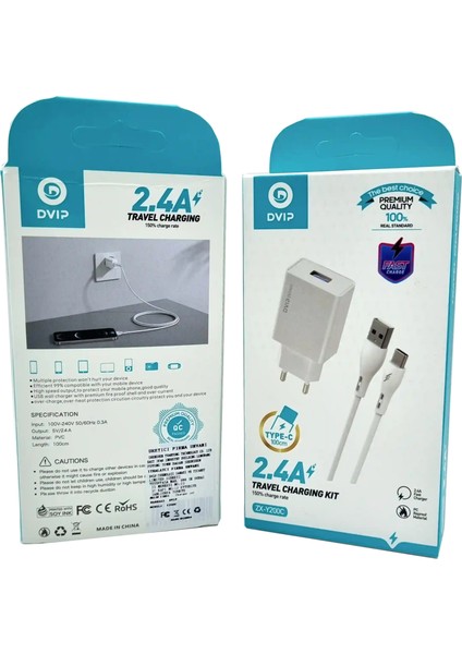 2.4A Type-C USB Şarj Aleti Dvıp ZX-Y200C