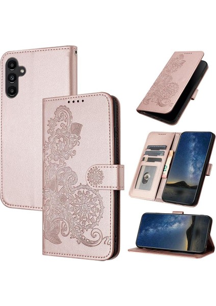 Samsung Galaxy A13 5g Için Kart Yuvası ve Destekli Koruyucu Manyetik Kapatmalı Pu Deri Kılıf (Yurt Dışından)