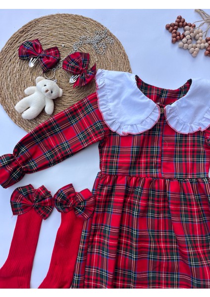 Kız Çoçuğu Bebek Yaka Oduncu Desenli Elbise fiyatları