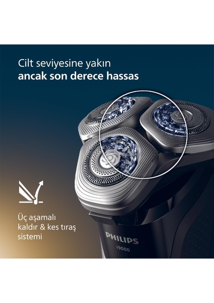 I9000 Skiniq Islak ve Kuru Tıraş Makinesi, 360° Hassas Başlıklar, Yapay Zeka Destekli, Temiz modelleri