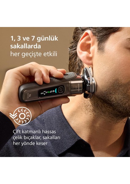 I9000 Skiniq Islak ve Kuru Tıraş Makinesi, 360° Hassas Başlıklar, Yapay Zeka Destekli, Temiz fırsatları