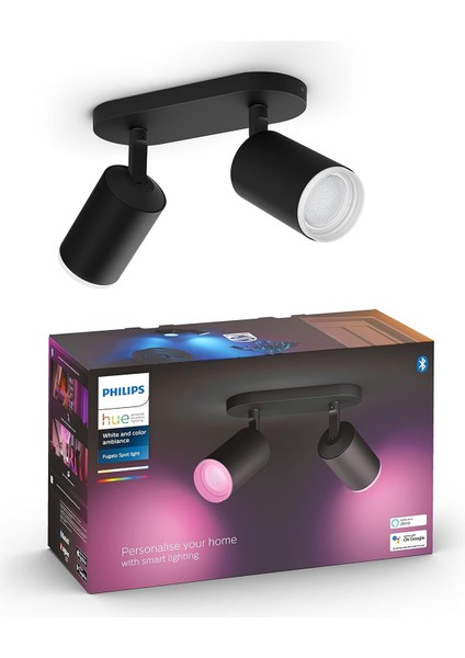 Fugato Çift Spot Renkli Akıllı LED Armatür, Siyah, 2X4.2W