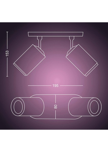Fugato Çift Spot Renkli Akıllı LED Armatür, Siyah, 2X4.2W modelleri