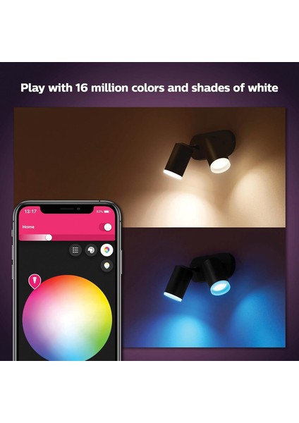 Fugato Çift Spot Renkli Akıllı LED Armatür, Siyah, 2X4.2W indirimleri