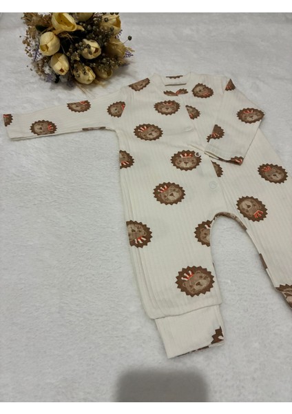 Tuembaby %100 Pamuk Aslan Manşetli Uzun Kollu Çıtçıtlı Unisex Bebek Tulumu modelleri