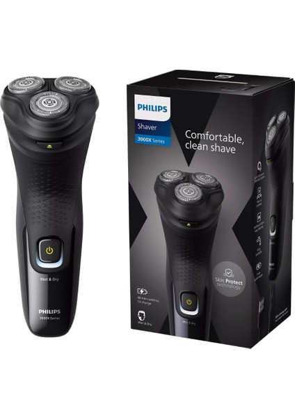 3000X Serisi Erkek Tıraş Makinesi, Powercut Bıçak Teknolojisi, 5d Esnek Başlık, Islak ve Kur