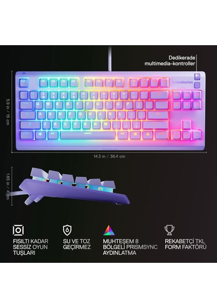 Apex 3 Tkl Rgb Suya ve Toza Dayanıklı Türkçe Gaming Klavye – Lila modelleri