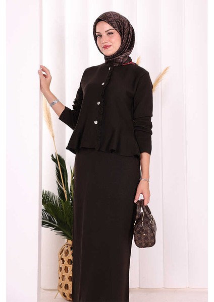 Triko Etek ve Hırka Takım 17040 Kahverengi indirimleri