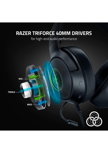 Kraken V3 x USB - Kablolu USB Oyun Kulaklığı (285 G'da Ultra Hafif, Triforce 40 mm Sürücüler, fırsatları