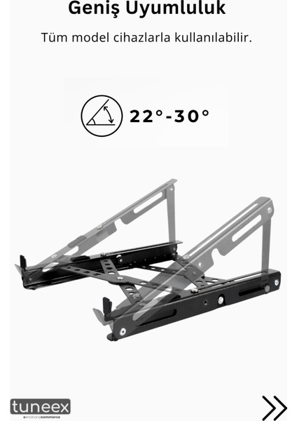 Xfold - Katlanır Çelik Laptop Standı Notebook Macbook Yükseltici Tüm Modellerle Uyumlu Altlık 5 Açılı modelleri