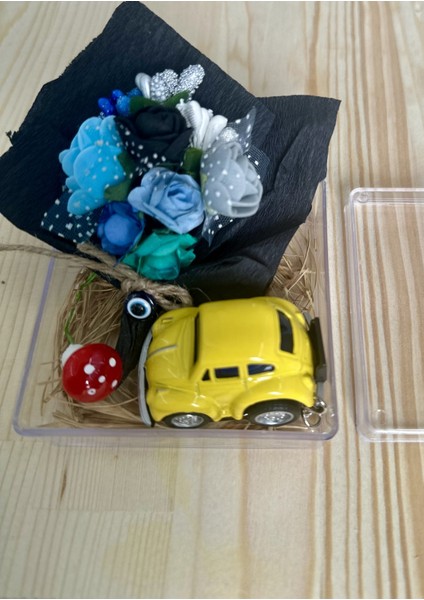 Mini Buket ve Araba Anahtarlık Mari Flowers Özel Tasarım Arkadaşa,sevgiliye Hediye