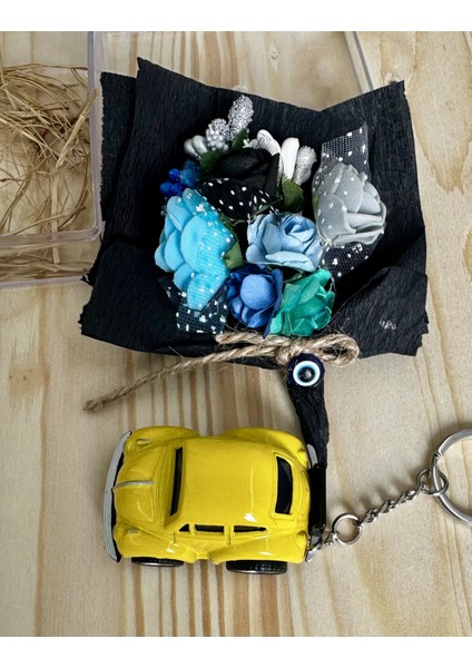 Mini Buket ve Araba Anahtarlık Mari Flowers Özel Tasarım Arkadaşa,sevgiliye Hediye modelleri
