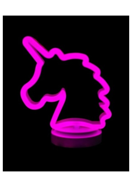 Neon Işıklı Unicorn Masa Gece Lambası Pil+Usb