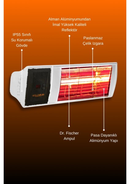 Supra Plus 2000 Watt GSS20P Kumandalı Suya Dayanıklı Elektrikli Infrared Isıtıcı-Beyaz indirimleri