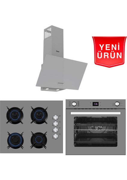ve Afm Tech Marka / Greysa Antrasit - Gri Turbolu Ankastre Set (D088 + FM2210 + FM7710)