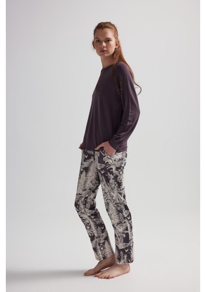 Kadın Modal Iki Iplik Uzun Reglan Kollu Pijama Takımı fiyatları