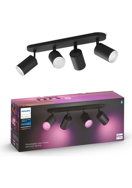 Fugato Dörtlü Spot Renkli Akıllı LED Armatür, Siyah, 4X4.2W(350 Lm), 16 Milyon Renk, Uyg