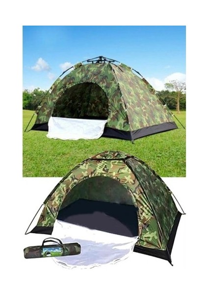 4 Kişilik Kamuflaj Desenli Kolay Kurulumlu Kamp Çadırı