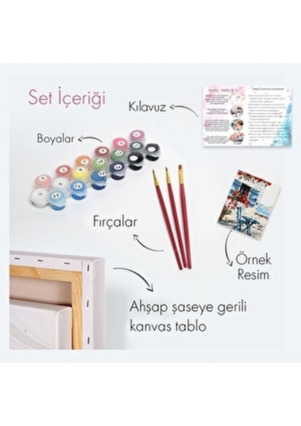 Baykuşlar Temalı Sayılarla Boyama Seti 40x50 cm Tuval ile Hobi Aktiviteleri İçin