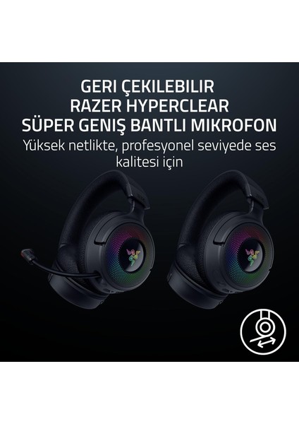 Kraken V4 - Kablosuz Oyun Kulaklığı (3 Modlu Bağlantı, Triforce 40MM Sürücüler, 9 Bölgeli Rgb fırsatları