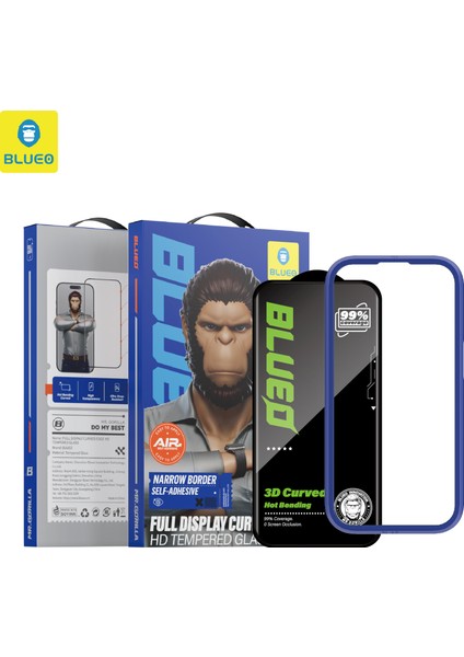 Full Glue iPhone 17 Uyumlu Hizalama Aparatlı Kavisli Ince Tam Kaplayan Cam Ekran Koruyucu