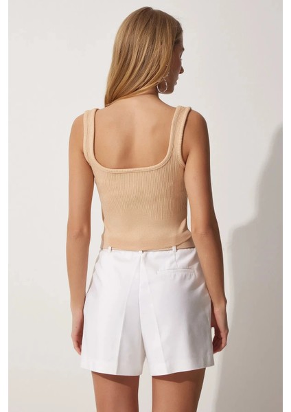 Kadın Kare Yaka Askılı Crop Top Bluz Kaşkorse fiyatları