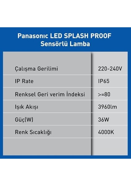 LED Splash Proof Sensor 36W 3960LM 1200MM 840 fırsatları