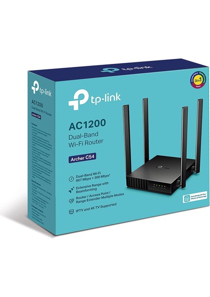 Archer C54, AC1200 Dual-Band Wi-Fi Router, Mu-Mimo, Beamforming, All-In-One(Router, Access P fırsatları