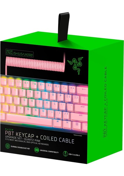 Pbt Tuş Başlıkları +Spiral Kablo (120 Çift Vuruşlu Pbt Tuşu, Usb-C'den Usb-A'ya Kablo, Örgülü fırsatları