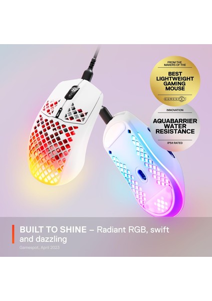 Aerox 3 Snow Ultra Hafif Gaming Mouse 8,500 Cpi Truemove Core Optik Sensör, Beyaz, 59 gr modelleri