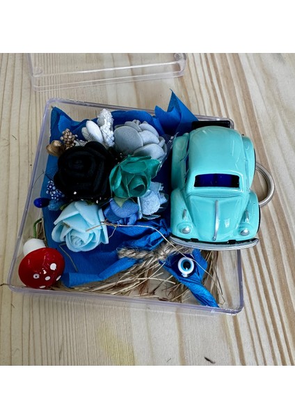 Mini Buket ve Araba Anahtarlık Mari Flowers Özel Tasarım Arkadaşa,sevgiliye Hediye