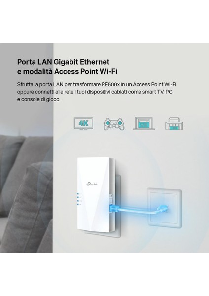 RE500X, AX1500 Mbps Onemesh Wi-Fi 6 Menzil Genişletici, Geniş Bant/wi-Fi Genişletici, 1 Giga fırsatları