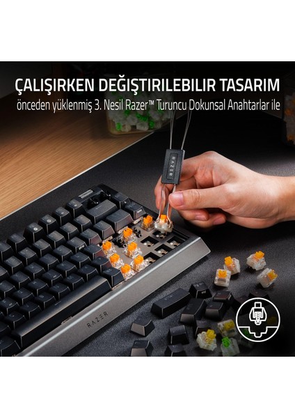 Blackwidow V4 75% - Çalışırken Değiştirilebilir Mekanik Oyun Klavyesi (Kompakt Yüzde, Underglo modelleri