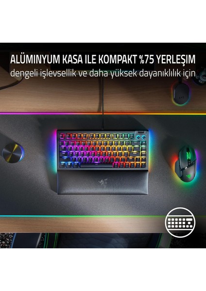 Blackwidow V4 75% - Çalışırken Değiştirilebilir Mekanik Oyun Klavyesi (Kompakt Yüzde, Underglo fırsatları
