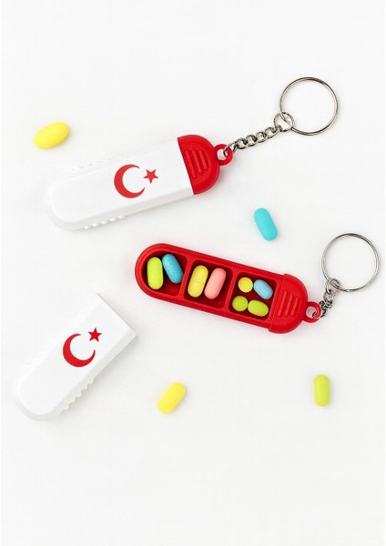 anahtarlık kutusu 3 bölmeli (mini hap kutusu, taşınabilir düzenleyici)- 1 adet