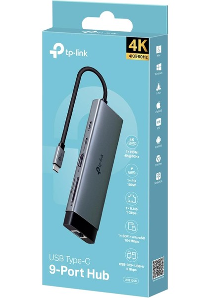 UH9120C, 4K 60Hz Hdmi, Gigabit RJ45 Port, 100W Hızlı Şarj, Sd ve Microsd Kart Yuvası, 5gbps fiyatları