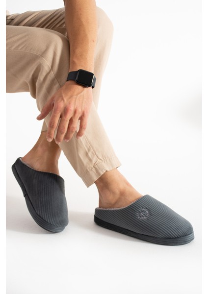 Erkek Ev Terliği Gondol Fitilli Kadife Nakışlı Yumuşak Sessiz Taban Kışlık Terlik fiyatları