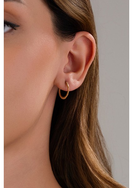 14 Ayar Altın Tetris Model Halka Küpe fiyatları