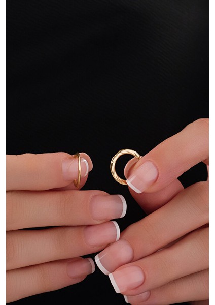 14 Ayar Altın Tetris Model Halka Küpe modelleri