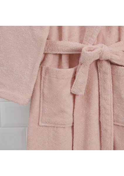 Mira Home 4 Parça Aile Bornoz Seti Kadın Erkek Havlulu Bornoz Takımı Pembe Gri