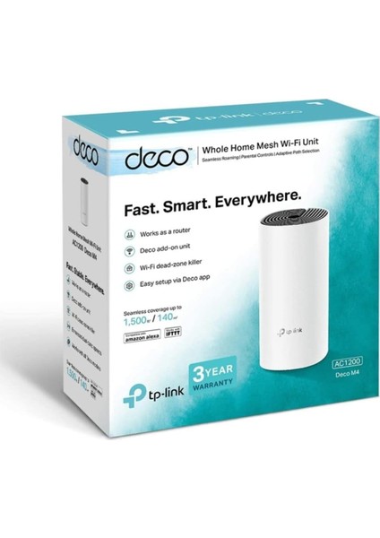 Deco M4 1-Pack , AC1200 Mbps, Dual-Band, Gigabit Portları, 100 Cihaza Kadar Bağlanılabilirli modelleri