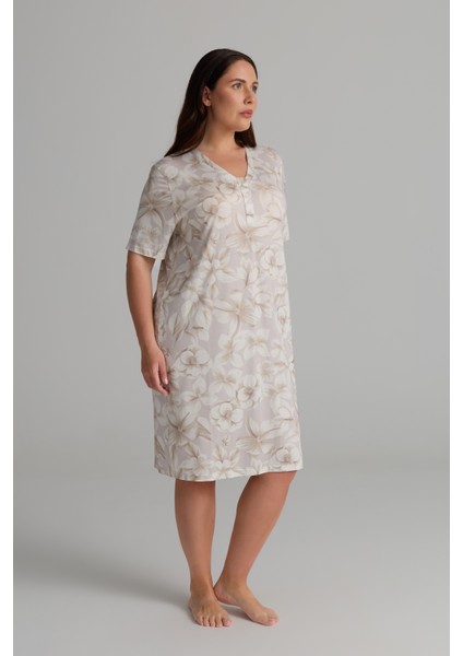Kadın Plus Size Viskon V Yaka Dantel Detaylı Gecelik fiyatları